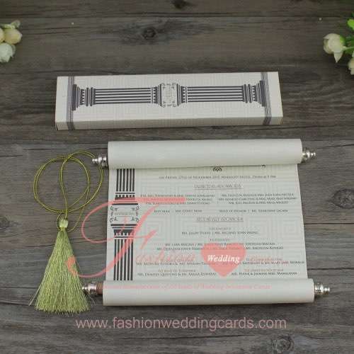Indian Style Scroll Wedding Invitation 